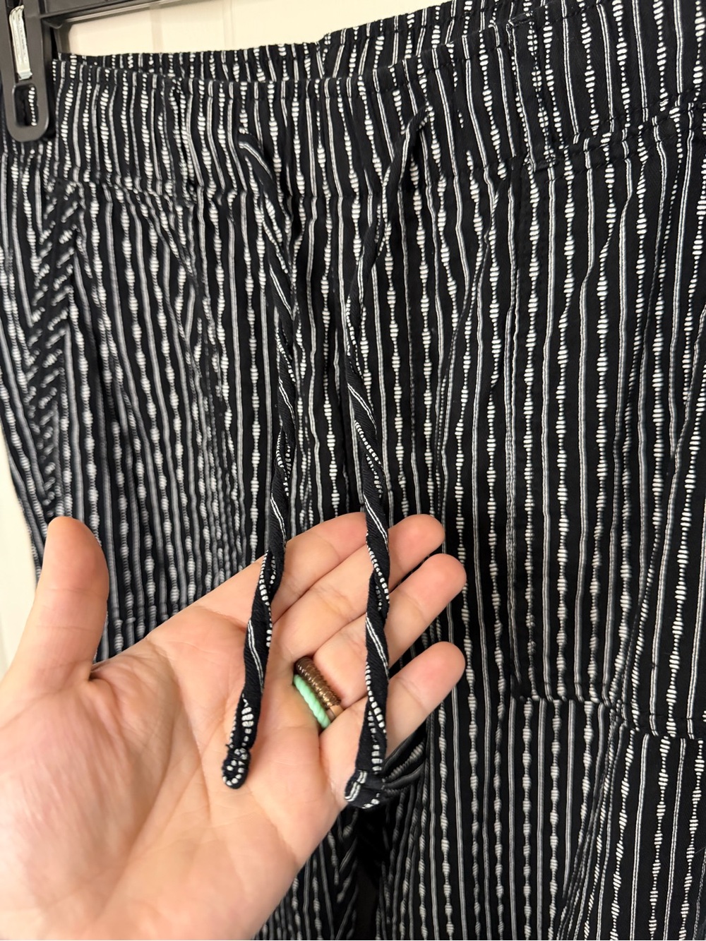 Old Navy Black and White Striped Pull-On Pants - Picture 2 of 5